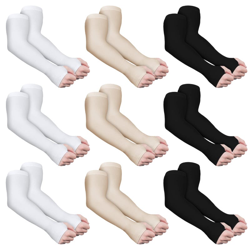 Janmercy 9 Pairs Elder Skin Protector Sleeves Thin Skin Arm Sleeve Bruise Protective from Abrasions Tear Sun Exposure Compression Bruising Arm Protective for Men Women - Image 1
